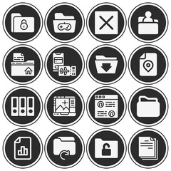 16 pack of overlap  filled web icons set