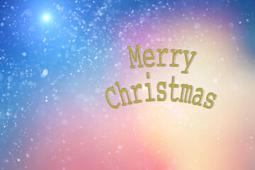 merry christmas text background  and snow