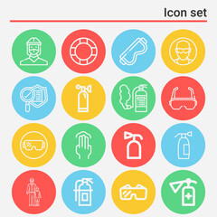 16 pack of base hit  lineal web icons set