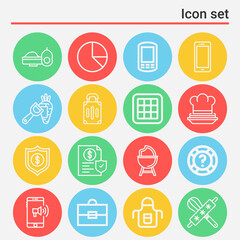 16 pack of divine  lineal web icons set