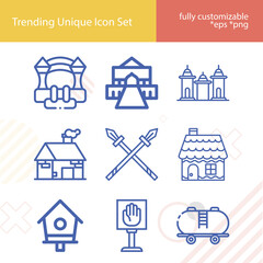Simple set of historic related lineal icons.