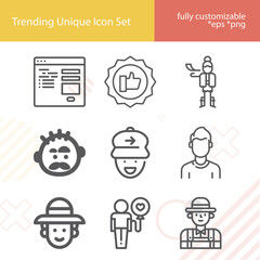 Simple set of kind related lineal icons.