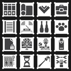 16 pack of stored  filled web icons set