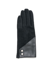 Black women's glove with two buttons isolated on a white background.