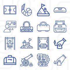 16 pack of pistol  lineal web icons set