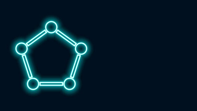Glowing neon line Geometric figure Pentagonal prism icon isolated on black background. Abstract shape. Geometric ornament. 4K Video motion graphic animation