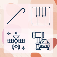 Simple set of monuments related lineal icons