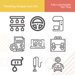 Simple set of steering related lineal icons.