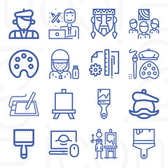 16 pack of painters  lineal web icons set