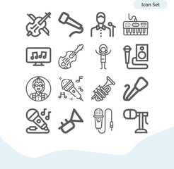 Fototapeta premium Simple set of concert related lineal icons.
