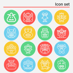 16 pack of bizarre  lineal web icons set