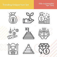 Simple set of profit related lineal icons.
