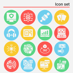 16 pack of mechanical engineering  filled web icons set