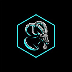 goat hexagonal badge logo vector for your company or brand