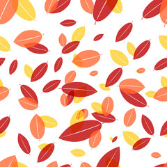Autumn leaves seamless pattern, poster design template, vector illustration