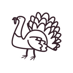 Happy thanksgiving day turkey line style icon vector design