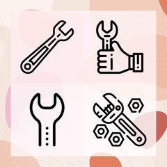 Simple set of wrench related lineal icons