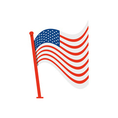 icon of wavy american flag with pole