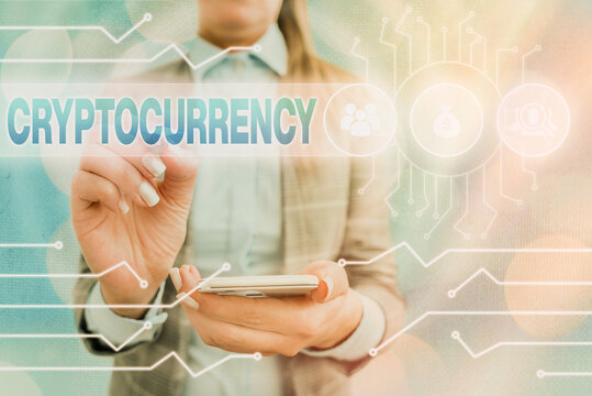 Text sign showing Cryptocurrency. Business photo text form of currency that exists digitally has no central issuing System administrator control, gear configuration settings tools concept