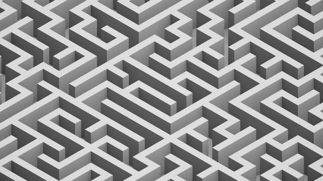 Isometric 3d black and white maze looping background
