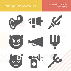 Simple set of horns related filled icons.