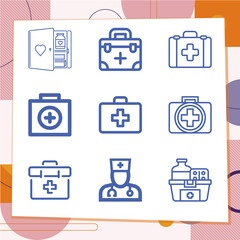 Simple set of 9 icons related to md