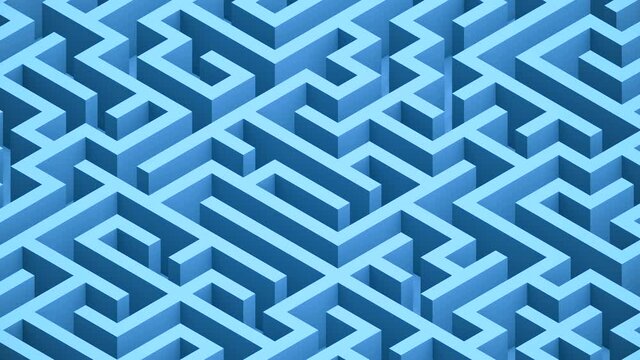 Isometric 3d blue maze looping background