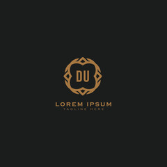 Elegant luxury letter DU logo design template elements, Vintage letter logo.