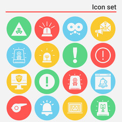 16 pack of fire alarm  filled web icons set