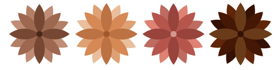 Set of Four Flowers in Various Skin Tone Color Palette