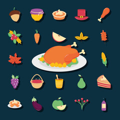 icon set of thanksgiving, flat style
