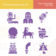 Simple set of fantasies related filled icons.