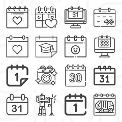 16 pack of prevalent  lineal web icons set