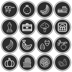 16 pack of eating  lineal web icons set