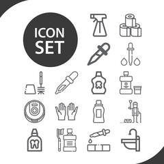 Simple set of vacuum related lineal icons.