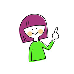 説明している人差し指の女性
