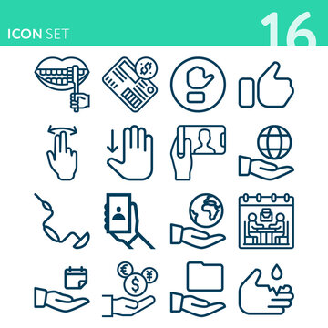 Simple set of 16 icons related to goodwill