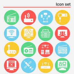 16 pack of receiving system  filled web icons set