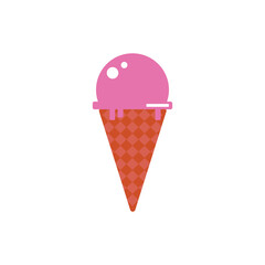 Illustration vector graphic of a melted pink ice cream cone. Fit for ice cream product logos and stickers for children's books.