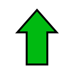 single green arrow, rising arrow sign up isolated on white, arrow sign for direction