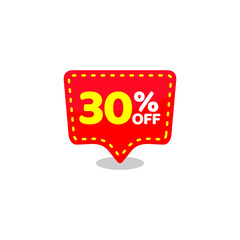 red tag discount 30 percent off, sale banner sticker vector eps