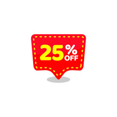 red tag discount 25 percent off, sale banner sticker vector eps