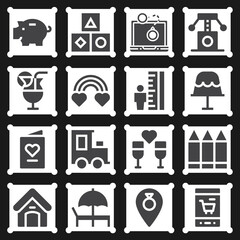 16 pack of adventures  filled web icons set