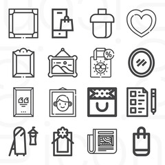 16 pack of boxes  lineal web icons set