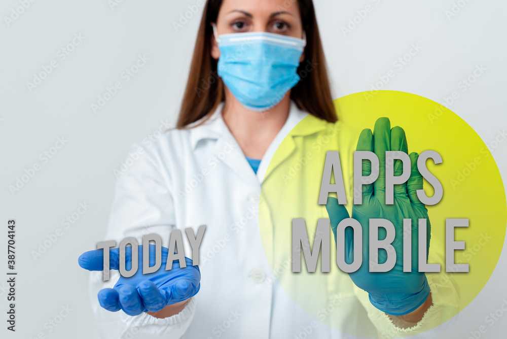 Poster handwriting text apps mobile. conceptual photo computer program designed to run on phone hand held d