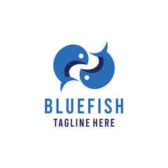 Blue Fish Circle Logo design Vector