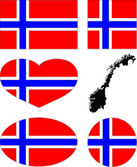 norway flags with map