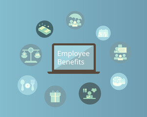 Employee benefits  with icons vector