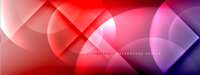 Vector abstract background - circle and cross on fluid gradient with shadows and light effects. Techno or business shiny design templates for text