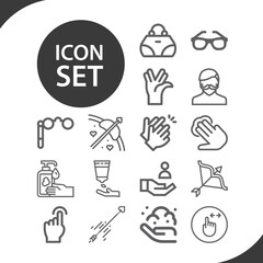 Simple set of showing related lineal icons.